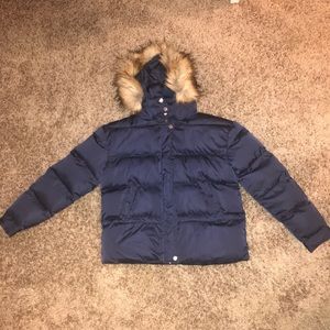 Boohoo fur hooded puffy coat